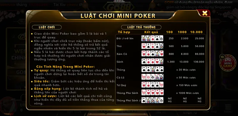 Cực phẩm game bài Poker Go88 siêu hot không thể chối từ